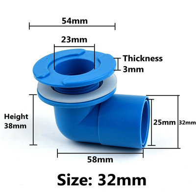 Kék OD 25 32 40 50 mm-es akváriumi vízelvezető csatlakozó víztartály lefolyócső csatlakozók kimeneti kötések vízi kellékek csőszerelvények