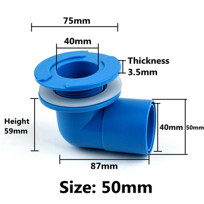 Kék OD 25 32 40 50 mm-es akváriumi vízelvezető csatlakozó víztartály lefolyócső csatlakozók kimeneti kötések vízi kellékek csőszerelvények