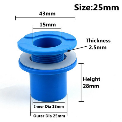 Kék OD 25 32 40 50 mm-es akváriumi vízelvezető csatlakozó víztartály lefolyócső csatlakozók kimeneti kötések vízi kellékek csőszerelvények