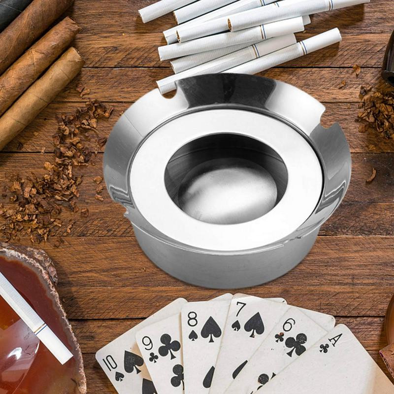 Αντιανεμικά σταχτοδοχεία από ανοξείδωτο ατσάλι Ασημί μεγάλου μεγέθους Μεταλλικός δίσκος στάχτης για τσιγάρα Αποσπώμενη θήκη θήκης για τσιγάρα εξωτερικού χώρου για