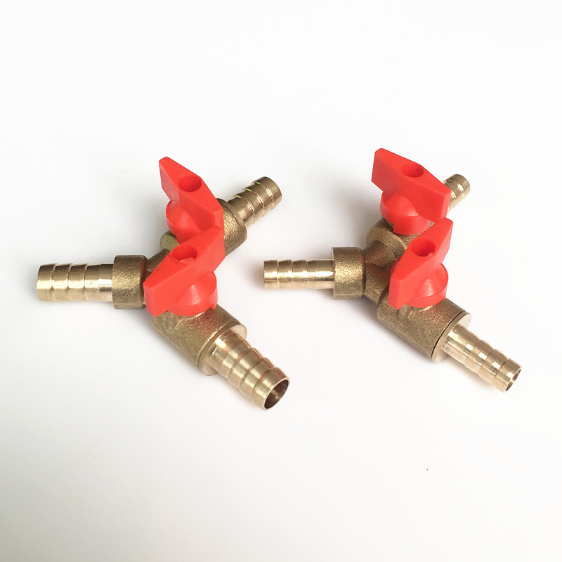 1 брой 8 mm 10 mm Y форма 3-пътни малки месингови сферични кранове Пластмасова тръба за маркуч за вода 3-пътни спирателни сферични кранове