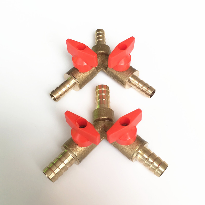 1 брой 8 mm 10 mm Y форма 3-пътни малки месингови сферични кранове Пластмасова тръба за маркуч за вода 3-пътни спирателни сферични кранове