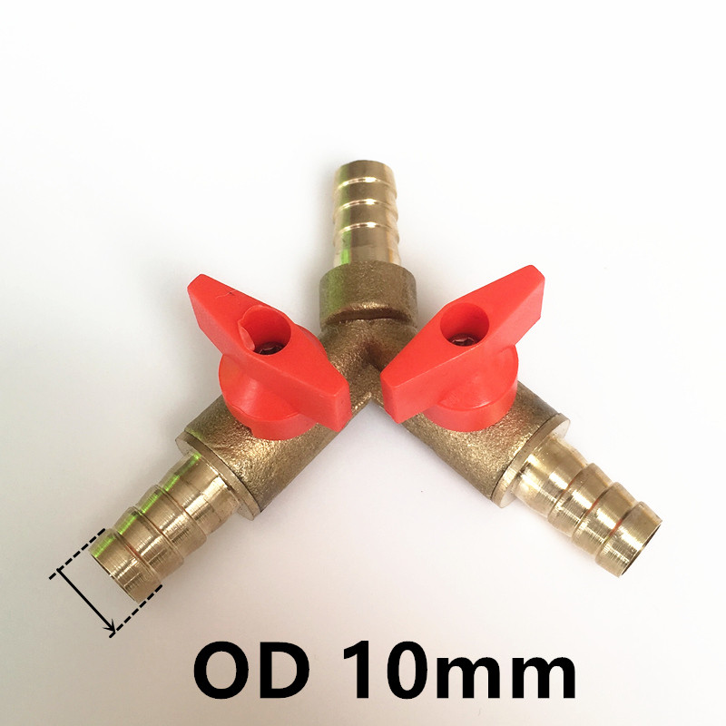 1 брой 8 mm 10 mm Y форма 3-пътни малки месингови сферични кранове Пластмасова тръба за маркуч за вода 3-пътни спирателни сферични кранове