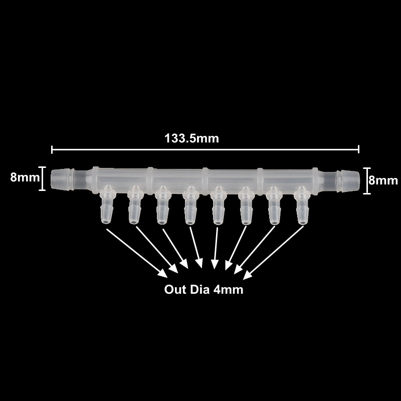 5 бр. 8*4 мм десетпосочни съединители Маркуч за въздушна помпа Фитинги за аквариум Съединения за аквариум Висококачествени PP адаптери за пагоди