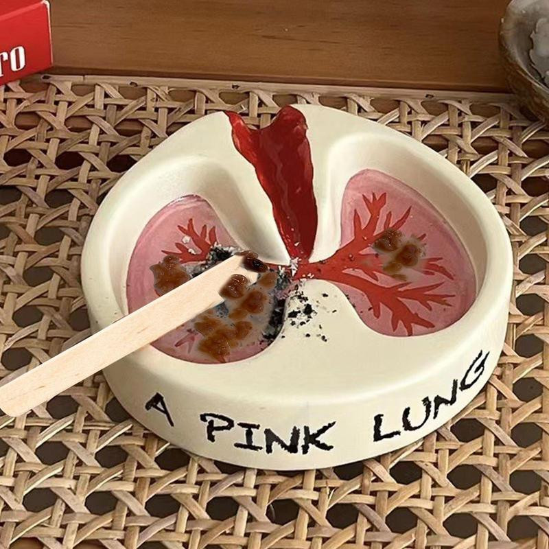 Червен белодробен пепелник Пепелник Пушеща форма на бял дроб Уникални креативни цветни декорации за дома за мъже и жени Настолен декор на бащата