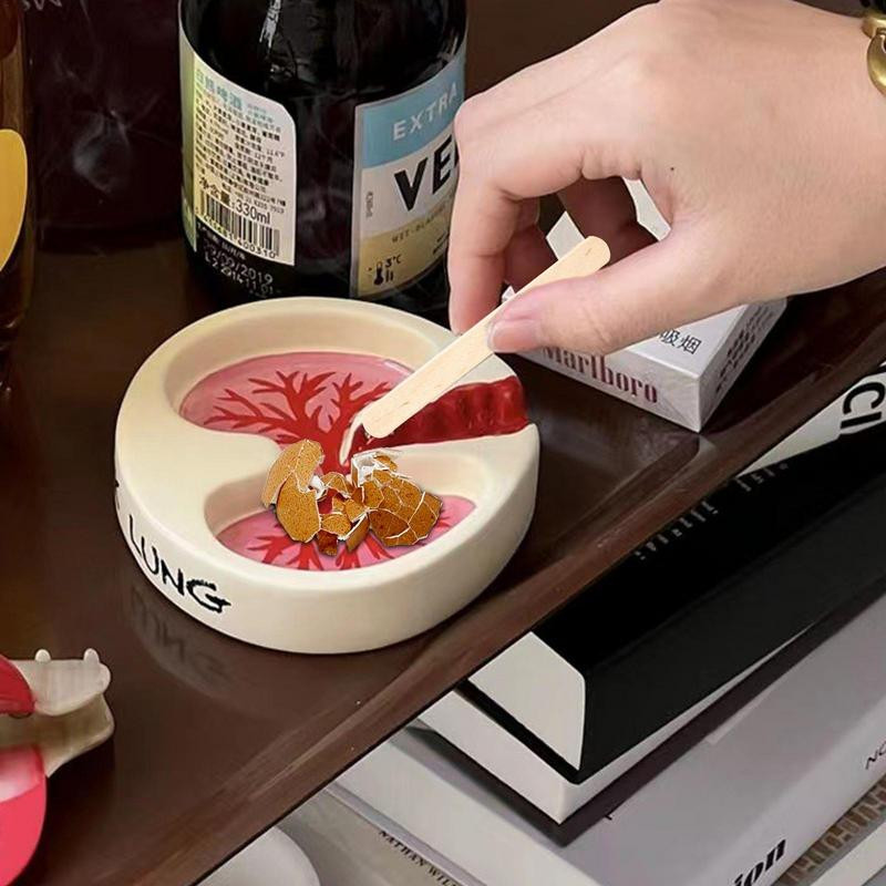 Червен белодробен пепелник Пепелник Пушеща форма на бял дроб Уникални креативни цветни декорации за дома за мъже и жени Настолен декор на бащата