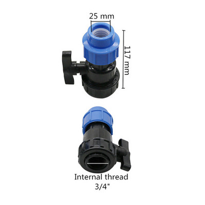 DN20 DN25 DN32 - 1/2" 3/4" 1" belső menetes PE vízzáró szelep Kerti öntözőrendszer Csőcső tömlőcsatlakozás Gyors csatlakozás