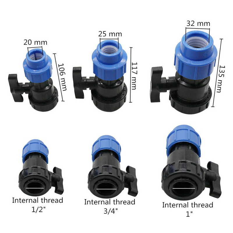 DN20 DN25 DN32 до 1/2" 3/4" 1" Външна резба PE Waterstop Клапан Система за градинско напояване Тръба Тръба Свързване на маркуч Бърза връзка