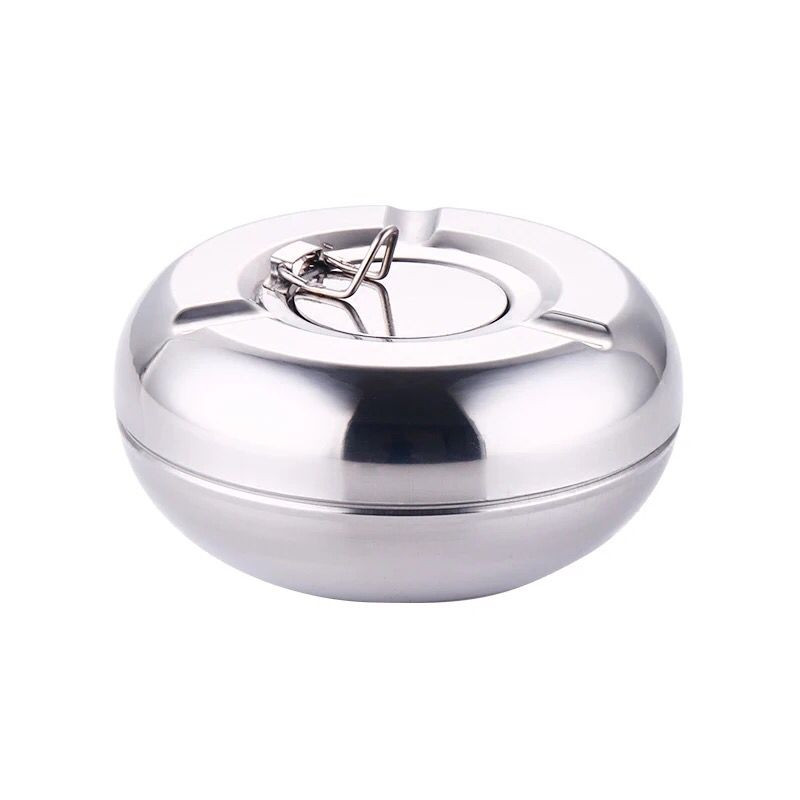 2023 Нов пепелник от неръждаема стомана с капак Подвижен външен държач за табла за цигари за дома, спалнята, офиса, настолна декорация