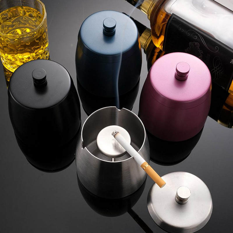 Държач за пепел Изискан офис пепелник от неръждаема стомана Творческа фуния Ветроустойчив автомобилен пепелник Чаша Домашен декор