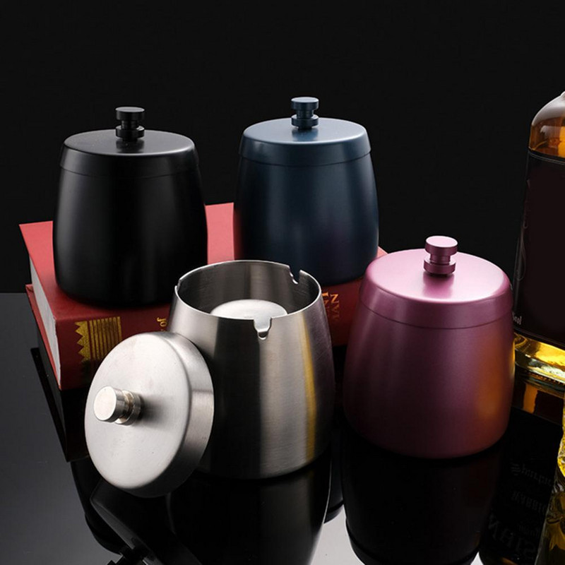 Държач за пепел Изискан офис пепелник от неръждаема стомана Творческа фуния Ветроустойчив автомобилен пепелник Чаша Домашен декор