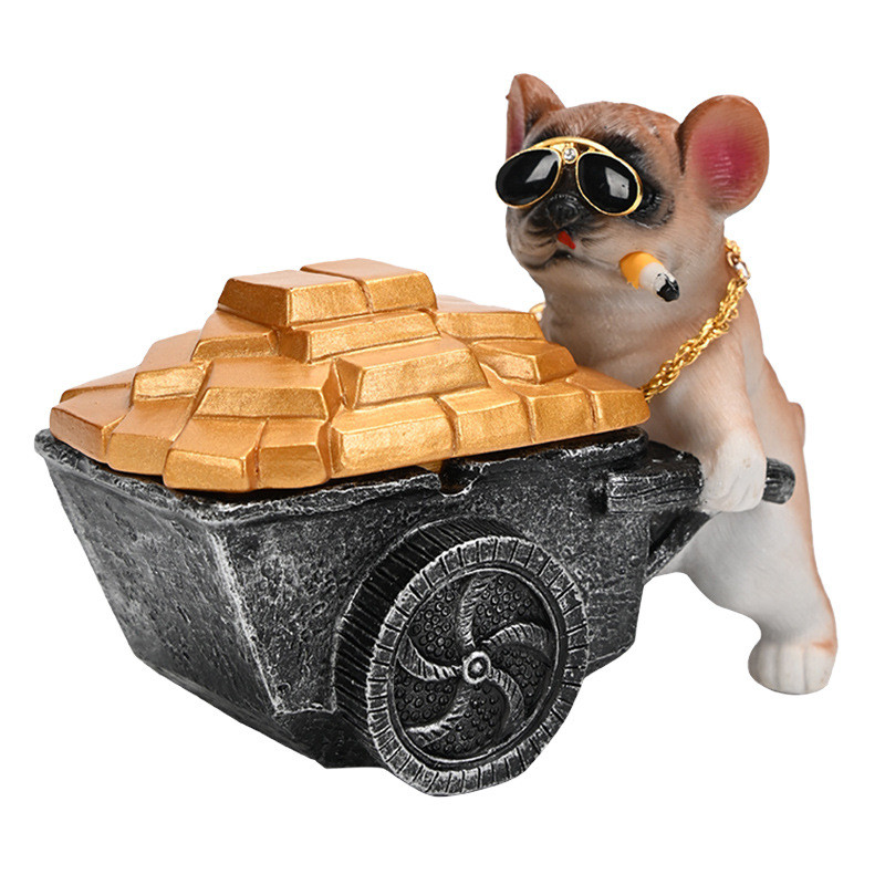 Пепелник Creative Resin Smoker Anti-fly Ash Holder Животна Количка Сладко куче Кутия за съхранение Настолна пура Пепелник Декорация на дома