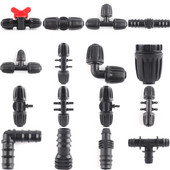16mm PE Pipe Garden Water Connector 8/11 and 4/7mm Hose Joint Botany System Irigation Hose Fitting Valve Barb Through Tee Joint