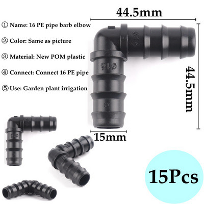 16mm PE Pipe Garden Water Connector 8/11 and 4/7mm Hose Joint Botany System Irigation Hose Fitting Valve Barb Through Tee Joint
