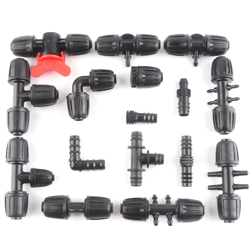 16 mm PE тръба Конектор за градинска вода 8/11 и 4/7 mm Съединение за маркуч Ботаника Напоителна система Маркуч Фитинг Клапан Шипче през тройник