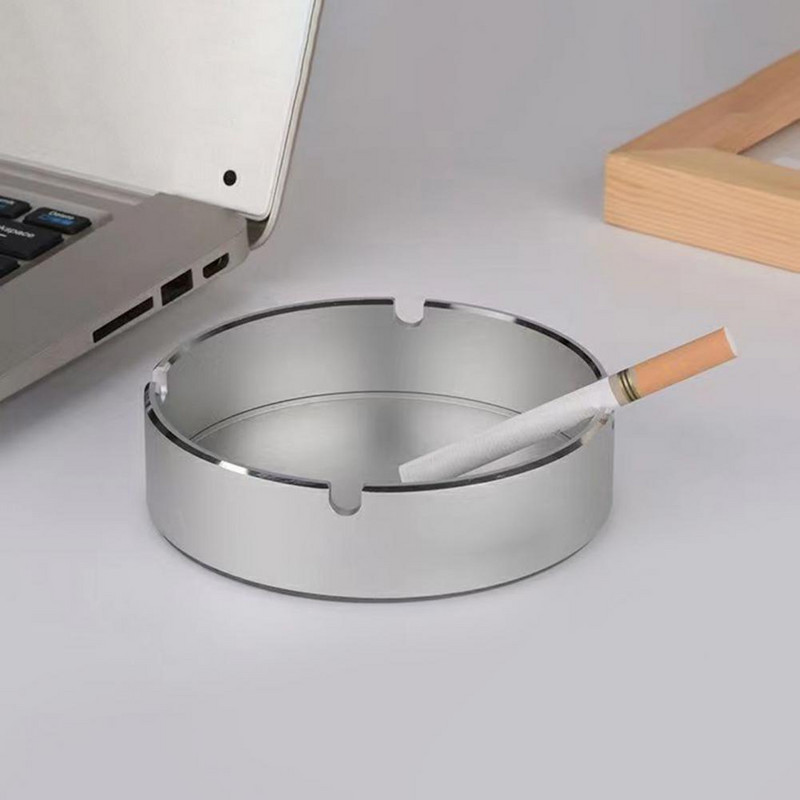 Кръгъл пепелник от неръждаема стомана CNC процес против изгаряне, топлоустойчивост, метал, домашен хол, бизнес пепелник, вътрешна употреба