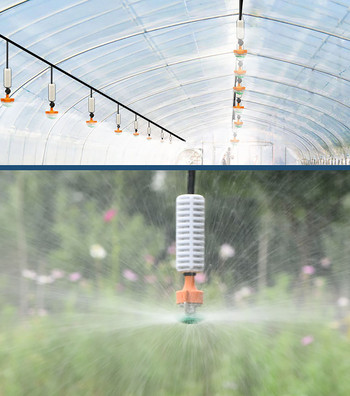 ID 6 мм въртяща се микроразпръсквачка 360-градусова дюза за оранжерия Земеделие Висяща напоителна дюза за автоматично поливане 10 бр.