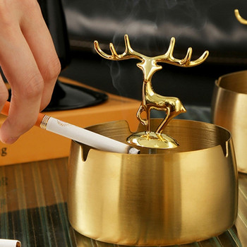Модерен пепелник от неръждаема стомана Метален елен Цигара Пепелник Декорация Занаят Пушачи Подарък за мъже Домашен офис Хотел