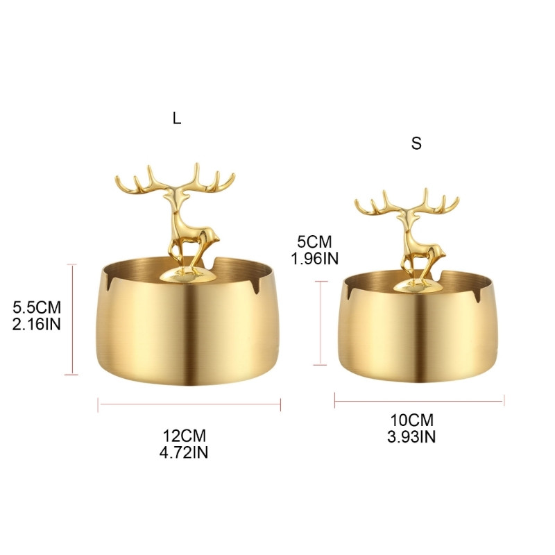 Модерен пепелник от неръждаема стомана Метален елен Цигара Пепелник Декорация Занаят Пушачи Подарък за мъже Домашен офис Хотел