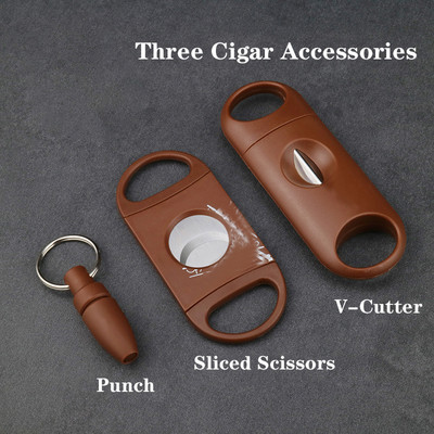 Instrumente pentru trabucuri Set 4 piese Foarfece pentru trabucuri Hole Punch Suport pentru trabucuri Accesorii pentru trabucuri
