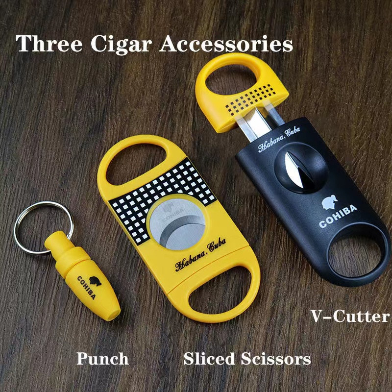 Инструменти за пури Комплект от 4 части Ножици за пури Перфоратор Поставка за пури Аксесоари за пури