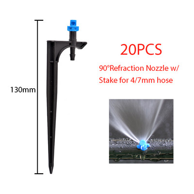 20 DB 90/180/360 fokos mikropermetező fúvóka 11 cm-es karó, 1/4 hüvelykes barb csatlakozó kerti öntözés öntözés locsoló üvegház
