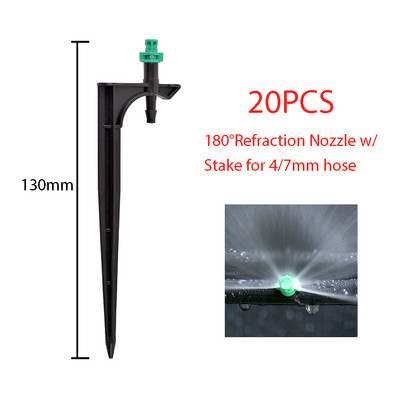 20 DB 90/180/360 fokos mikropermetező fúvóka 11 cm-es karó, 1/4 hüvelykes barb csatlakozó kerti öntözés öntözés locsoló üvegház