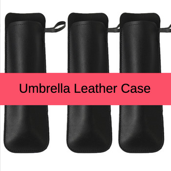 Творчески цветен кожен калъф Автоматичен чадър, съвпадение на цвета Кожен калъф Опаковка Подарък Чадър Пакет Чадър Кожен калъф