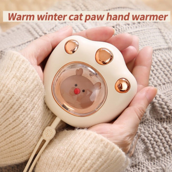 Μίνι φορητός θερμαντήρας χεριών Cat Paw Cute Winter Heater Γρήγορη θέρμανση Επαναφορτιζόμενη τσέπη USB 2400Mah Μικρός μίνι θερμαντήρας χεριών