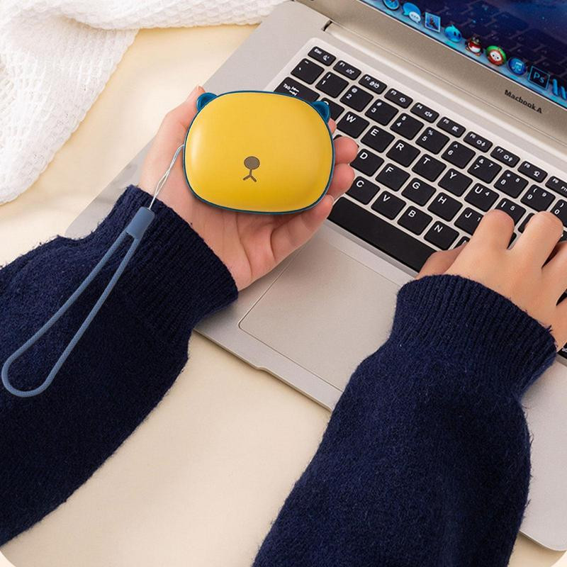 2 az 1-ben USB fűtőelem akkumulátoros kézmelegítő újratölthető zsebes kézmelegítő 5000 mAh tápegység aranyos medve formájú lányoknak