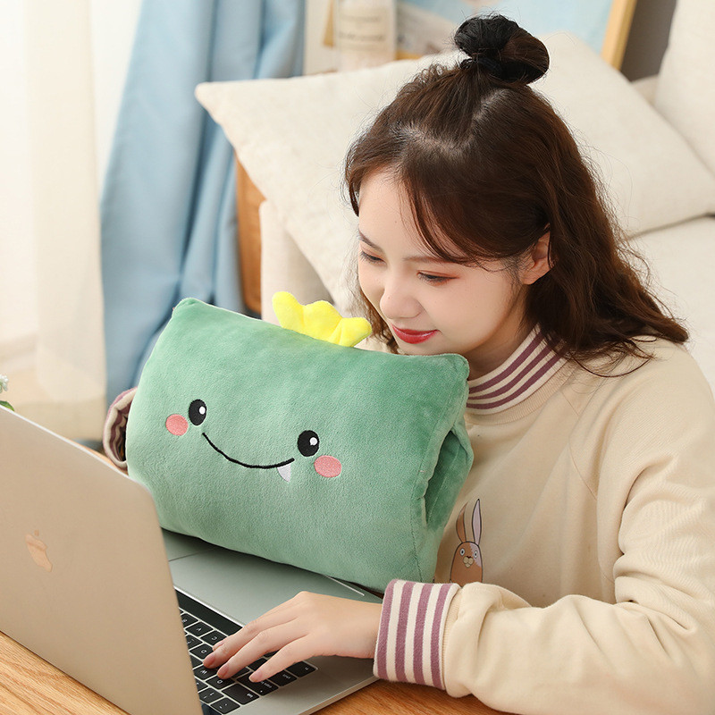 Gyerekek rajzfilmje aranyos dinoszaurusz kézmelegítő párna bemelegítő téli meleg plüssjáték diák kézmelegítő párna