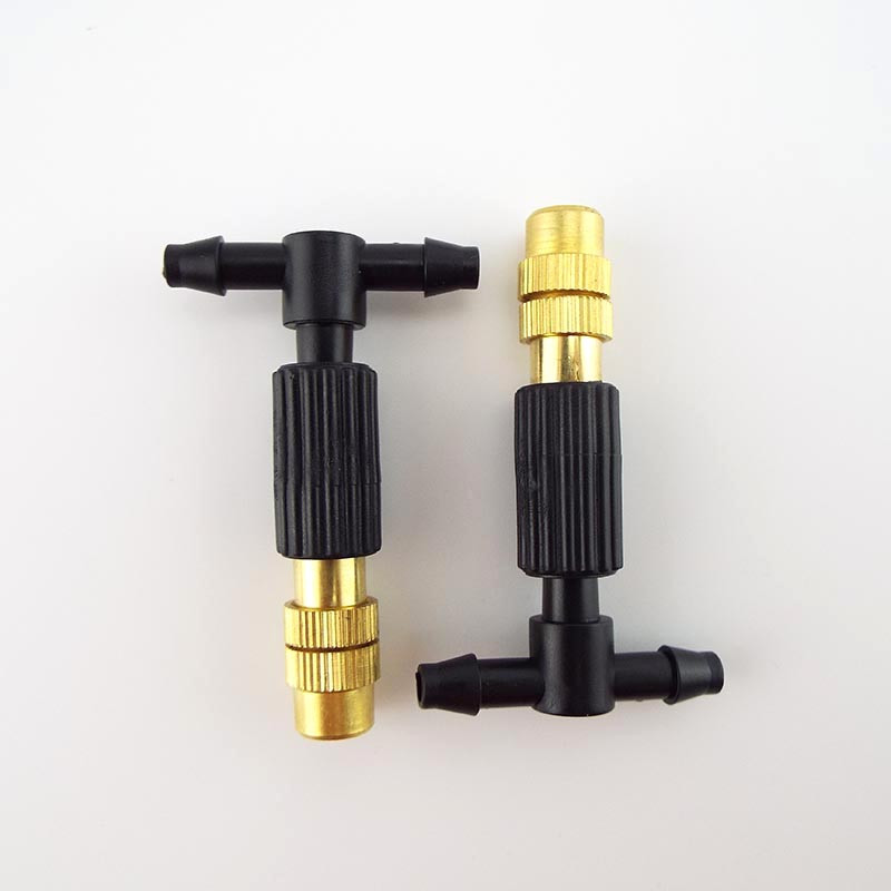 Mikro csepegtető öntözés 6mm csavaros ködös sárgaréz fúvóka permetező szórófej 4/7mm Barb Tee víztömlő csatlakozó Kerti öntözés C1