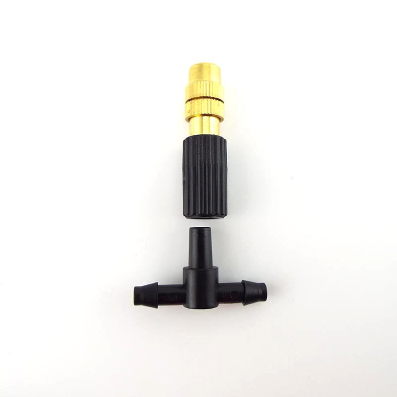 Mikro csepegtető öntözés 6mm csavaros ködös sárgaréz fúvóka permetező szórófej 4/7mm Barb Tee víztömlő csatlakozó Kerti öntözés C1