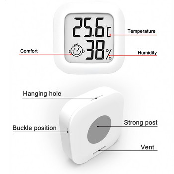 Мини LCD цифров термометър хигрометър вътрешна стая електронен измервател на температура влажност сензор датчик метеорологична станция за дома