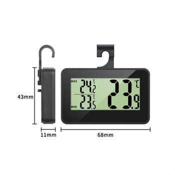 LED дигитален термометър Хладилник Фризер Max-Min Температурен дисплей с кука Водоустойчива вътрешна метеорологична станция за дома