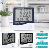 LCD Ηλεκτρονικό Ψηφιακό Θερμοκρασία Υγρόμετρο Υγρόμετρο Θερμόμετρο εσωτερικού χώρου εξωτερικού χώρου Ρολόι μετεωρολογικού σταθμού HTC-1 HTC-2