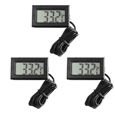 3 tk Mini LCD digitaalne termomeeter koos 1 meetri veekindla sondiga Mugav temperatuurimõõtur kodukülmiku akvaariumi jaoks