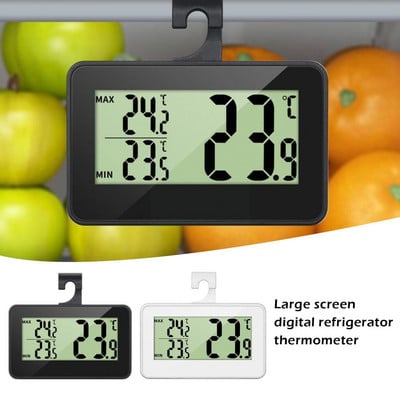 LED digitālais termometrs un higrometrs, ledusskapja un saldētavas displejs, maksimālā minimālā temperatūra N2D0