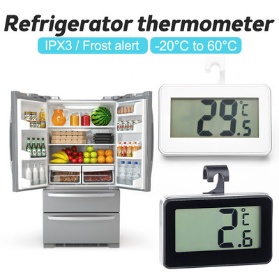 Elektroniskais ledusskapja termometrs Digitālais saldētavas termometrs Ūdensizturīgs ledusskapja temperatūras monitors ar trauksmes funkciju