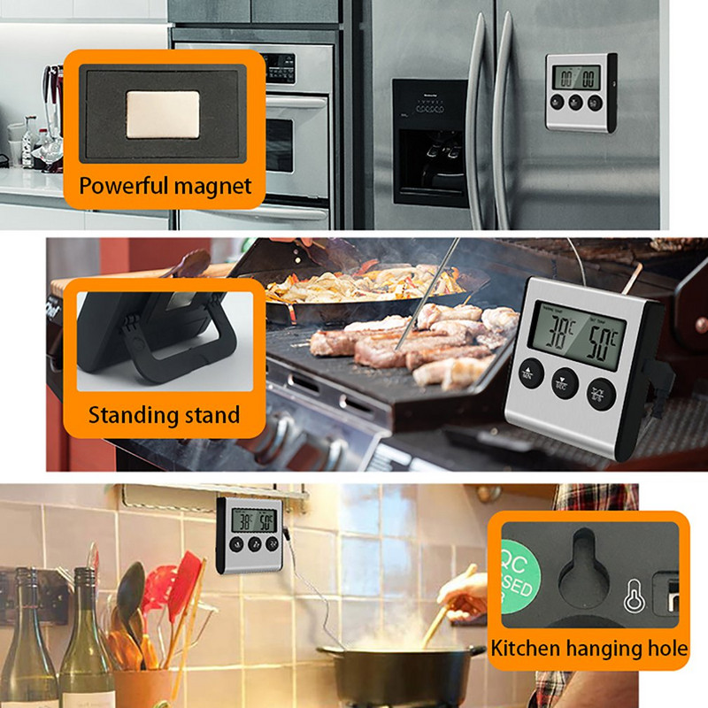 Digitális konyhai hőmérő Távirányító Digitális konyhai étel főzéshez húshőmérő szondával BBQ füstöléshez Grill sütő eszközök