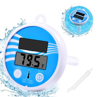Kültéri, beltéri medence és gyógyfürdő digitális úszó, vízálló szoláris hőmérő Fahrenheit Celsius LCD-kijelzővel