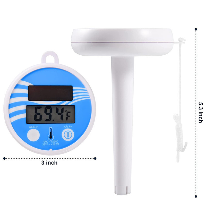 Kültéri, beltéri medence és gyógyfürdő digitális úszó, vízálló szoláris hőmérő Fahrenheit Celsius LCD-kijelzővel