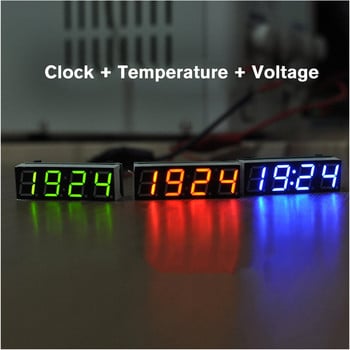 ΝΕΟ 3 σε 1 Ψηφιακό ρολόι LED Θερμοκρασίας Μονάδα τάσης Μίνι βολτόμετρο για Ηλεκτρονικό Αυτοκίνητο DIY