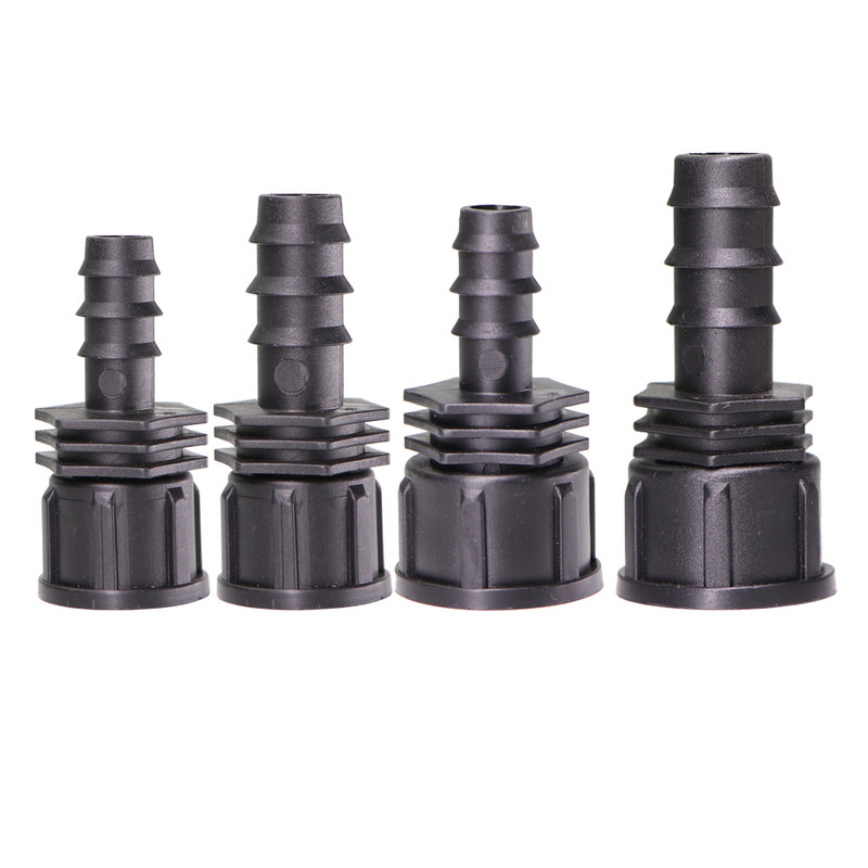 16 20 25 mm-es 1/2& 3/4& menetes csatlakozó 16 mm-es 20 mm-es PE csőadapter tömlőcsatlakozók kerti csepegtető öntözés csatlakozói