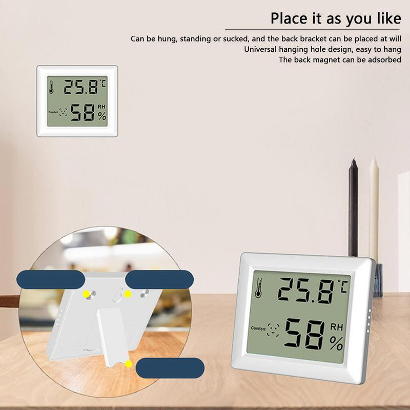 Beltéri hőmérő Higrométer Monitor Elemről működő Higrométer Hőmérő LCD kijelzővel Mágneses nedvességmérők Hőmérők