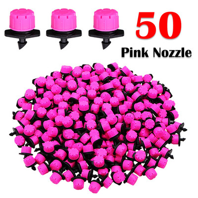 20-50 DB kertben állítható 8 lyukú rózsaszín fúvókák csepegtető öntöző öntöző 1/4`` dugulásgátló csepegtető kibocsátó virágágyás