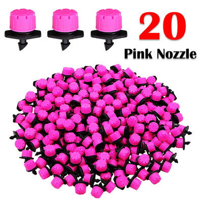 20-50 DB kertben állítható 8 lyukú rózsaszín fúvókák csepegtető öntöző öntöző 1/4`` dugulásgátló csepegtető kibocsátó virágágyás