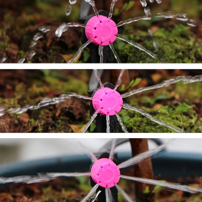 20-50 DB kertben állítható 8 lyukú rózsaszín fúvókák csepegtető öntöző öntöző 1/4`` dugulásgátló csepegtető kibocsátó virágágyás