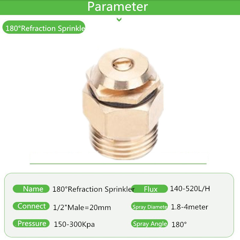 1db 1/2" (Dn15) 180 fokban állítható fénytörési fúvóka sárgaréz ködpermetező kerti pázsit öntözőszerelvények