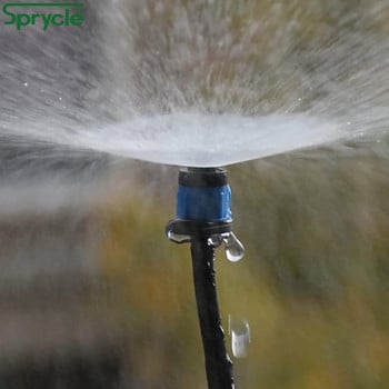 SPRYCLE 20PCS Градински микропръскачки за поливане 360 градуса въртяща се дюза Мини пръскане 4/7 мм маркуч за оранжерия на цветна градина